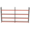 Regał magazynowy Mega-M FORTIS 200x525,5 cm - widok z przodu, dwie sekcje po cztery półki