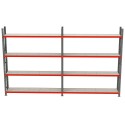 Regał magazynowy Mega-M FORTIS 240x525,5x40 cm - widok z przodu, dwa przęsła po cztery półki
