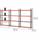 Regał magazynowy 12-półkowy Mega-M FORTIS H-240 cm L-634 cm G-40 cm
