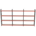 Regał magazynowy Mega-M FORTIS 240x634x40 cm - widok z przodu, trzy sekcje po cztery półki