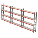 Regał magazynowy Mega-M FORTIS 240x784x50 cm - widok z przodu trzech sekcji