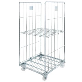 Rollkontener (rollcage, rollbox) wózek siatkowy transportowy Mega-M Universal dwie ściany jedna półka ocynkowany
