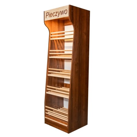 Regał na pieczywo H-200 cm L-60 cm G-50 cm plexi oświetlenie LED orzech ecco kreuj swój biznes z Wyposażenie sklepów i instytucji  - Kreuj swój biznes z 4store.pl