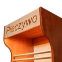 Regał na pieczywo H-200 cm L-60 cm - górna część z napisem Pieczywo i drewnianymi drążkami