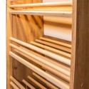 Regał na pieczywo H-200 cm dąb kraft - drewniane drążki na półkach, widok z boku