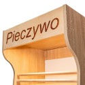 Regał na pieczywo 200x60x50 cm dąb sonoma - górna część z napisem Pieczywo