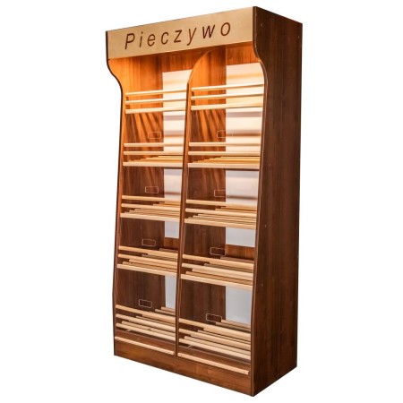 Regał na pieczywo H-200 cm L-100 cm G-50 cm plexi oświetlenie LED orzech ecco kreuj swój biznes z Wyposażenie sklepów i instytucji  - Kreuj swój biznes z 4store.pl