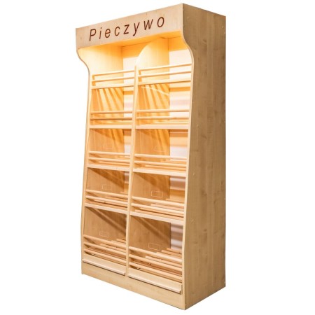 Regał na pieczywo H-200 cm L-100 cm G-50 cm plexi oświetlenie LED dąb sonoma kreuj swój biznes z Wyposażenie sklepów i instytucji  - Kreuj swój biznes z 4store.pl