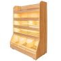 Regał na pieczywo H-180 cm L-125 cm G-60 cm plexi oświetlenie LED dąb amerykański kreuj swój biznes z Wyposażenie sklepów i instytucji  - Kreuj swój biznes z 4store.pl