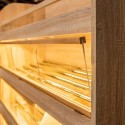 Regał na pieczywo H-180 cm plexi LED dąb - uchylana klapa z podświetlanymi półkami