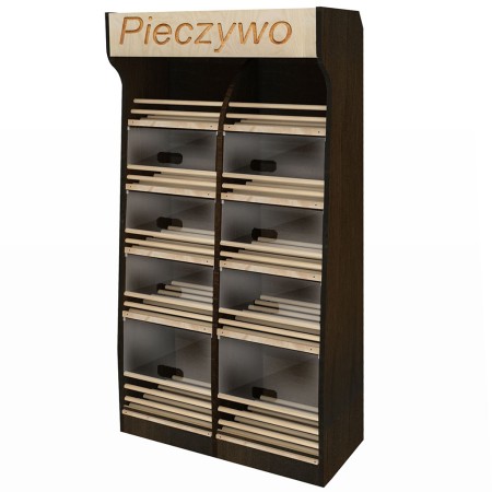 Regał na pieczywo H-200 cm L-100 cm G-50 cm oświetlenie LED orzech ciemny kreuj swój biznes z Wyposażenie sklepów i instytucji  - Kreuj swój biznes z 4store.pl