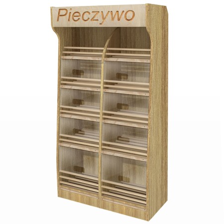 Regał na pieczywo H-200 cm L-100 cm G-50 cm plexi oświetlenie LED dąb amerykański kreuj swój biznes z Wyposażenie sklepów i instytucji  - Kreuj swój biznes z 4store.pl