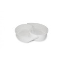 Miska Yin Yang biała 300x65 mm - widok z góry pod kątem, dwie komory