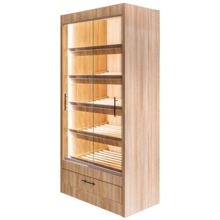 Regał na pieczywo z szybą Mega-M H-205 cm L-100 cm G-58 cm dąb amerykański kreuj swój biznes z Wyposażenie sklepów i instytucji  - Kreuj swój biznes z 4store.pl