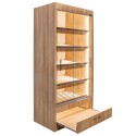 Regał na pieczywo Mega-M 205x100x58 cm - widok z boku z wysuniętą szufladą