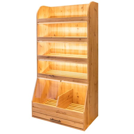 Regał na pieczywo Mega-M H-205 cm L-100 cm G-60 cm plexi oświetlenie LED dąb artisan kreuj swój biznes z Wyposażenie sklepów i instytucji  - Kreuj swój biznes z 4store.pl