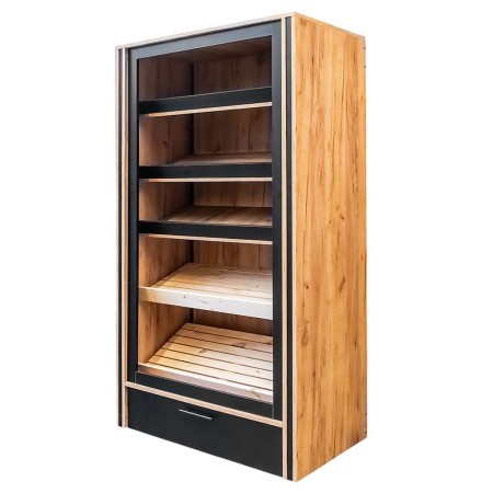 Regał na pieczywo otwarty Mega-M H-204 cm L-110 cm G-62 cm dąb kraft/czarny kreuj swój biznes z Wyposażenie sklepów i instytucji  - Kreuj swój biznes z 4store.pl