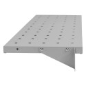 Półka na buty do szafki BHP Mega-M 70x27x18 cm - perforowana półka z wspornikiem, widok z boku