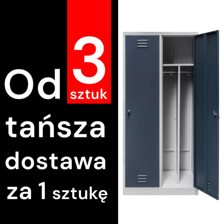 Szafka BHP ubraniowa Mega-M pracownicza 2-drzwiowa z przegrodami S-80 cm szara/grafitowy front WYSYŁKA PALETOWA kreuj swój biznes z Wyposażenie sklepów i instytucji  - Kreuj swój biznes z 4store.pl