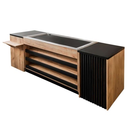 Lada sklepowa sprzedażowa impulsowa z taśmą automatyczną Mega-M H- 92 cm L- 250 cm G- 64 cm dąb kraft kreuj swój biznes z Wyposażenie sklepów i instytucji  - Kreuj swój biznes z 4store.pl