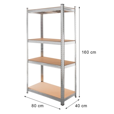 Regał magazynowy Mega-M BASIC H-160 cm L-80 cm G-40 cm 4 półki z MDF 4 mm 175 kg ocynk kreuj swój biznes z Wyposażenie sklepów i instytucji  - Kreuj swój biznes z 4store.pl