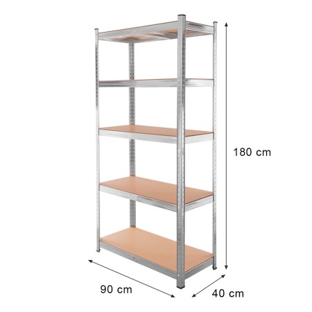 Regał magazynowy Mega-M BASIC H-180 cm L-90 cm G-40 cm 5 półek z MDF 4 mm 175 kg ocynk kreuj swój biznes z Wyposażenie sklepów i instytucji  - Kreuj swój biznes z 4store.pl