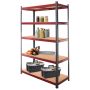 Regał magazynowy Mega-M BASIC PLUS H-180 cm L-120 cm G- 45 cm 5 półek z MDF 6.8 mm 275 kg grafitowo-czerwony kreuj swój biznes z Wyposażenie sklepów i instytucji  - Kreuj swój biznes z 4store.pl