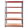 Regał magazynowy Mega-M BASIC PLUS H-180 cm L-120 cm G- 45 cm 5 półek z MDF 6.8 mm 275 kg grafitowo-czerwony kreuj swój biznes z Wyposażenie sklepów i instytucji  - Kreuj swój biznes z 4store.pl