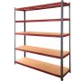 Regał magazynowy Mega-M BASIC PLUS H-180 cm L-150 cm G-45 cm 5 półek z MDF 6.8 mm 275 kg grafitowo-czerwony kreuj swój biznes z Wyposażenie sklepów i instytucji  - Kreuj swój biznes z 4store.pl