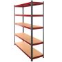 Regał magazynowy Mega-M BASIC PLUS H-180 cm L-150 cm G-45 cm 5 półek z MDF 6.8 mm 275 kg grafitowo-czerwony kreuj swój biznes z Wyposażenie sklepów i instytucji  - Kreuj swój biznes z 4store.pl