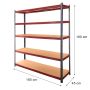 Regał magazynowy Mega-M BASIC PLUS H-180 cm L-180 cm G-45 cm 5 półek z MDF 6.8 mm 275 kg grafitowo-czerwony kreuj swój biznes z Wyposażenie sklepów i instytucji  - Kreuj swój biznes z 4store.pl