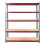 Regał magazynowy Mega-M BASIC PLUS H-180 cm L-180 cm G-45 cm 5 półek z MDF 6.8 mm 275 kg grafitowo-czerwony kreuj swój biznes z Wyposażenie sklepów i instytucji  - Kreuj swój biznes z 4store.pl