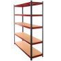 Regał magazynowy Mega-M BASIC PLUS H-180 cm L-180 cm G-45 cm 5 półek z MDF 6.8 mm 275 kg grafitowo-czerwony kreuj swój biznes z Wyposażenie sklepów i instytucji  - Kreuj swój biznes z 4store.pl