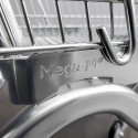 Wózek sklepowy Mega-M Y 125L - logo Mega-M na metalowym elemencie obok koszyka