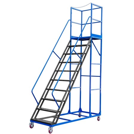 Drabina magazynowa przejezdna pomost magazynowy Mega-M STANDARD H-250 cm 10 stopni kreuj swój biznes z Wyposażenie sklepów i instytucji  - Kreuj swój biznes z 4store.pl