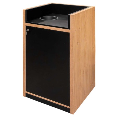 Kosz na śmieci ze stojakiem na tace wrzutka koszowa górna Mega-M H-120 cm L-60 cm G-58 cm dąb kamienny kreuj swój biznes z Wyposażenie sklepów i instytucji  - Kreuj swój biznes z 4store.pl