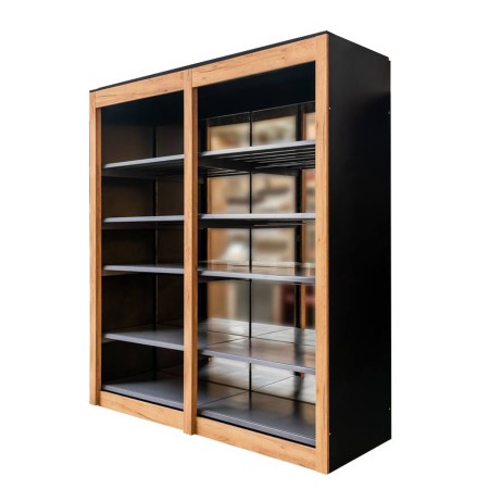 Regał na alkohol bez baneru Mega-M H-233cm L-207 cm G-72 cm czarny kreuj swój biznes z Wyposażenie sklepów i instytucji  - Kreuj swój biznes z 4store.pl