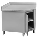 Stół narożny przyścienny z szafką Mega-M 100x60x85 cm - otwarte drzwiczki z półką w środku