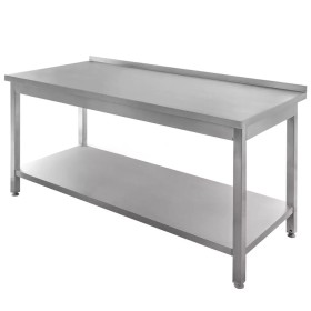 Stół gastronomiczny ze stali nierdzewnej spawany przyścienny z półką Mega-M 180x60x85 cm