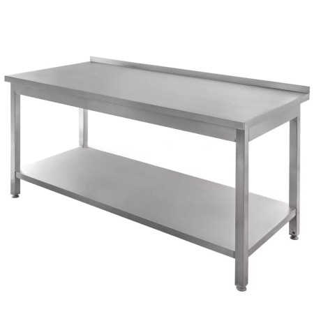 Stół gastronomiczny ze stali nierdzewnej spawany przyścienny z półką Mega-M 180x60x85 cm kreuj swój biznes z Wyposażenie sklepów i instytucji  - Kreuj swój biznes z 4store.pl
