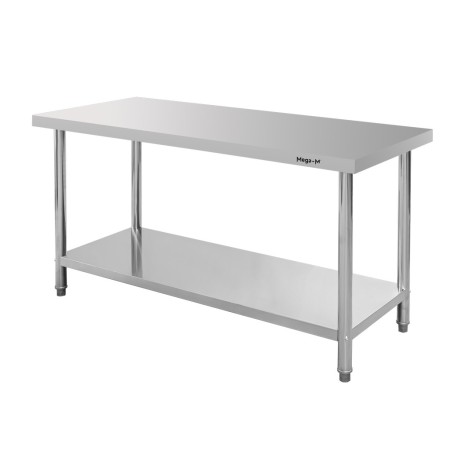 Stół gastronomiczny ze stali nierdzewnej centralny z półką Mega-M STANDARD 160x70x85 cm kreuj swój biznes z Wyposażenie sklepów i instytucji  - Kreuj swój biznes z 4store.pl