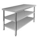 Stół centralny z 2 półkami 140x60x85 cm - widok z przodu pod kątem