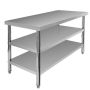 Stół gastronomiczny ze stali nierdzewnej centralny z 2 półkami Mega-M X STANDARD 140x60x85 cm kreuj swój biznes z Wyposażenie sklepów i instytucji  - Kreuj swój biznes z 4store.pl