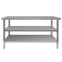 Stół centralny z 2 półkami 150x60x85 cm - widok z przodu na blat i dwie półki