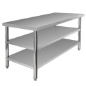 Stół gastronomiczny 160x60x85 cm z 2 półkami - widok z przodu pod kątem
