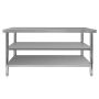Stół gastronomiczny ze stali nierdzewnej centralny z 2 półkami Mega-M X STANDARD 160x60x85 cm kreuj swój biznes z Wyposażenie sklepów i instytucji  - Kreuj swój biznes z 4store.pl