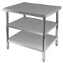 Stół gastronomiczny ze stali nierdzewnej centralny z 2 półkami Mega-M X STANDARD 100x70x85 cm kreuj swój biznes z Wyposażenie sklepów i instytucji  - Kreuj swój biznes z 4store.pl