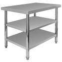 Stół centralny z 2 półkami 100x70x85 cm - widok z boku pod skosem