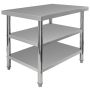 Stół gastronomiczny ze stali nierdzewnej centralny z 2 półkami Mega-M X STANDARD 100x70x85 cm kreuj swój biznes z Wyposażenie sklepów i instytucji  - Kreuj swój biznes z 4store.pl