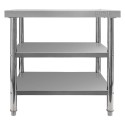 Stół centralny z 2 półkami 100x70x85 cm - widok z boku na nogi i półki